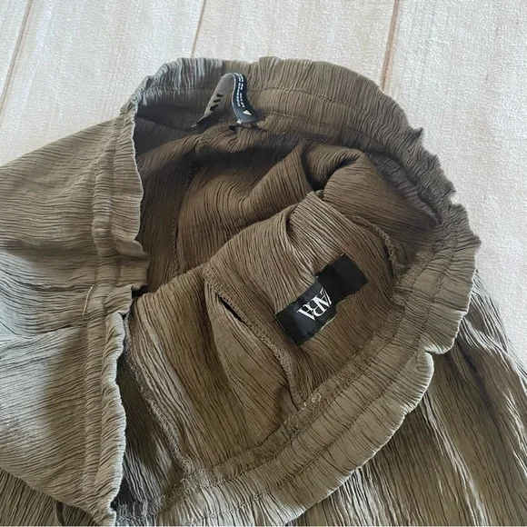 Zara Textured Crinkle Pants Women’s XS Gray Drawstring Pull on Casual Dressy EUC - Picture 10 of 15